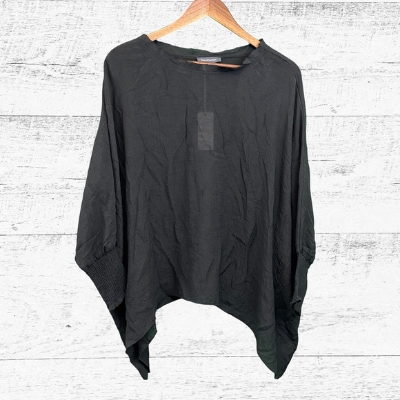 Black Oversized Dolman Sleeve Blouse - Picture 1 of 4